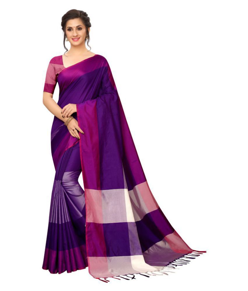     			NIGHT BLUE Blue Cotton Saree