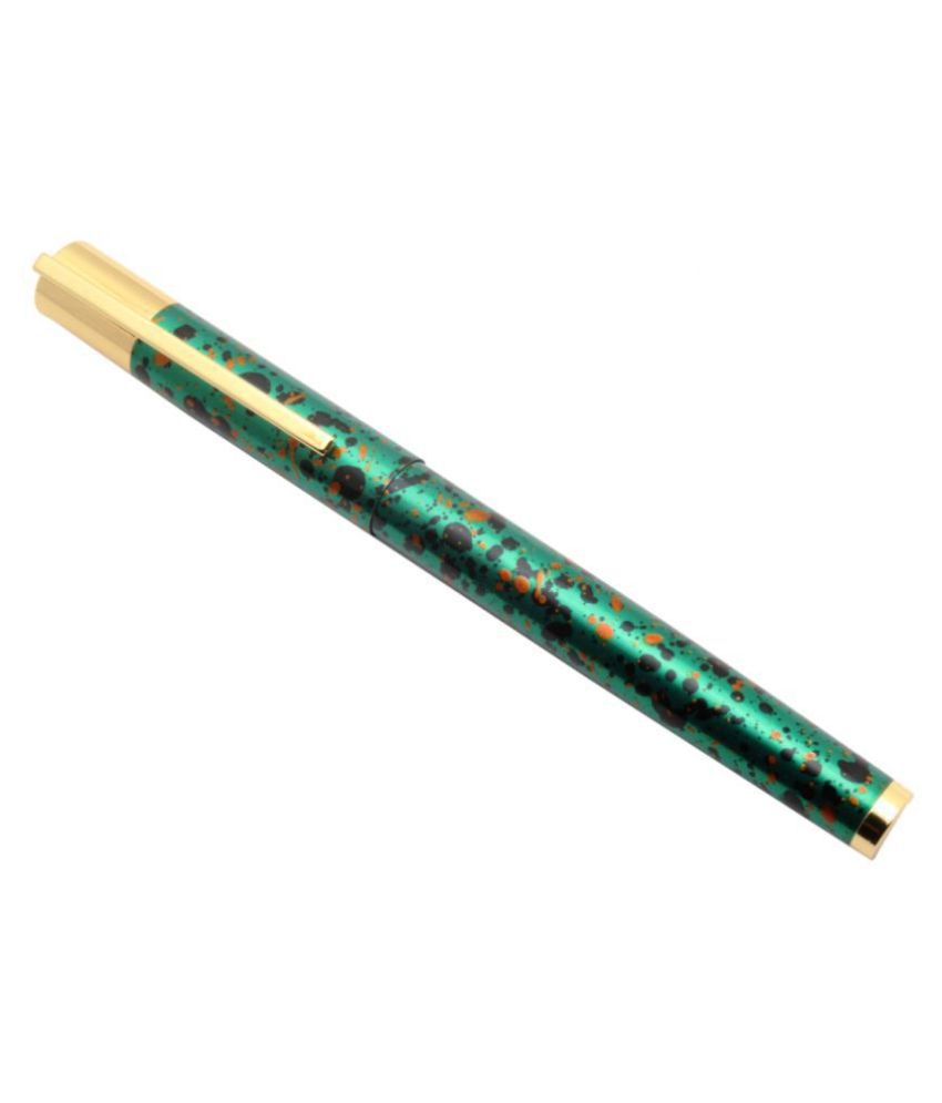     			Exclusive Stylish Pura Roller ball Pen Green Forest Marble Body With Golden Trims New