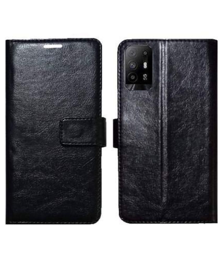     			Oppo F19 Pro Plus Flip Cover by NBOX - Black Viewing Stand and pocket