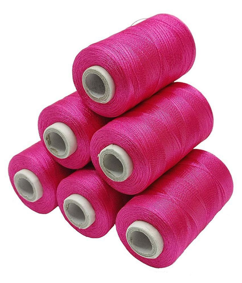    			PRANSUNITA Silk ( Resham ) Twisted Hand & Machine Embroidery Shiny Thread for jewelry designing, embroidery, art & craft, Tassel Making, Fast Color, Pack of 6 spool x 300 mts each, Color- Rani ( Dark magenta )