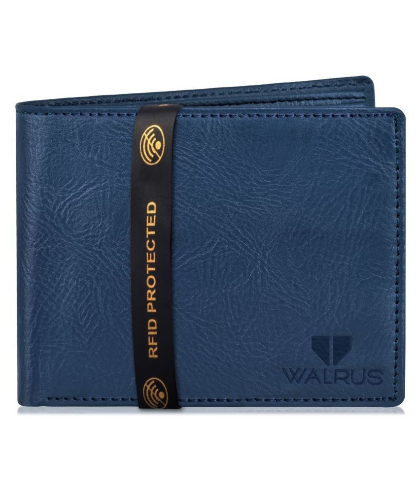     			Walrus Faux Leather Blue Casual Regular Wallet