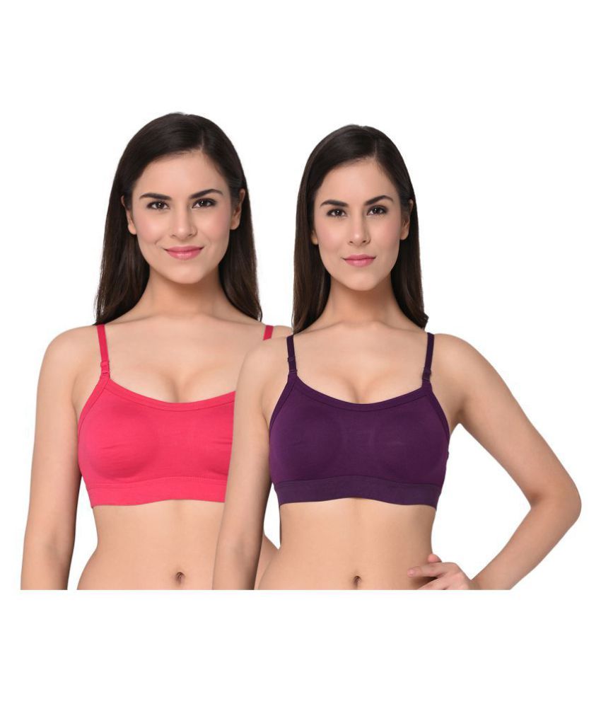     			Elina Multi Color Cotton Solid Sports Bra