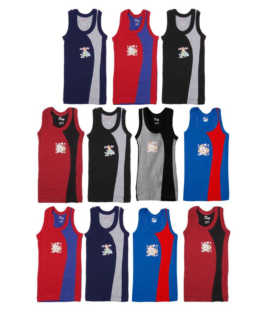     			Rupa Frontline Cotton Multicolor Sleeveless Vests for Kids/Boys - Pack of 11