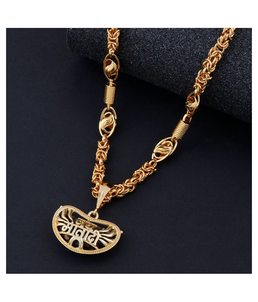 SILVER SHINE Gold Plated Designer Look Necklace Jai Mata Di Pendant ...