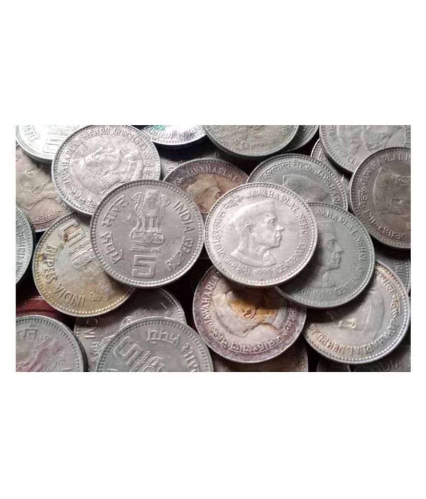     			MANMAI - 100 PIECES LOT - BIG SIZE 5 R (Jawaharlal Nehru) Commemorative 100 Numismatic Coins