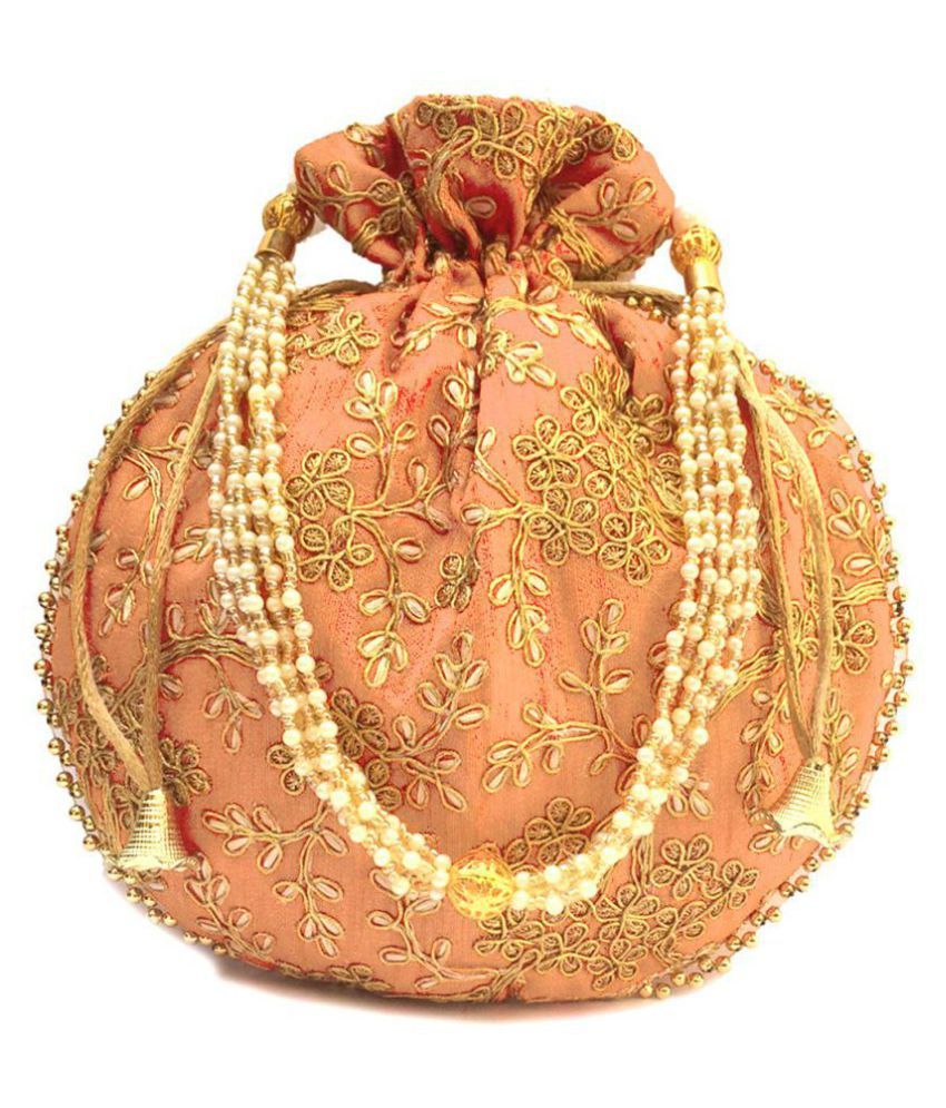     			Bulbul PeachPuff Silk Potli