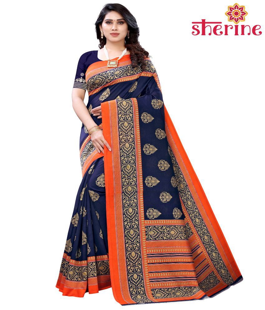 Sherine - Blue Silk Saree With Blouse Piece (Pack of 1)