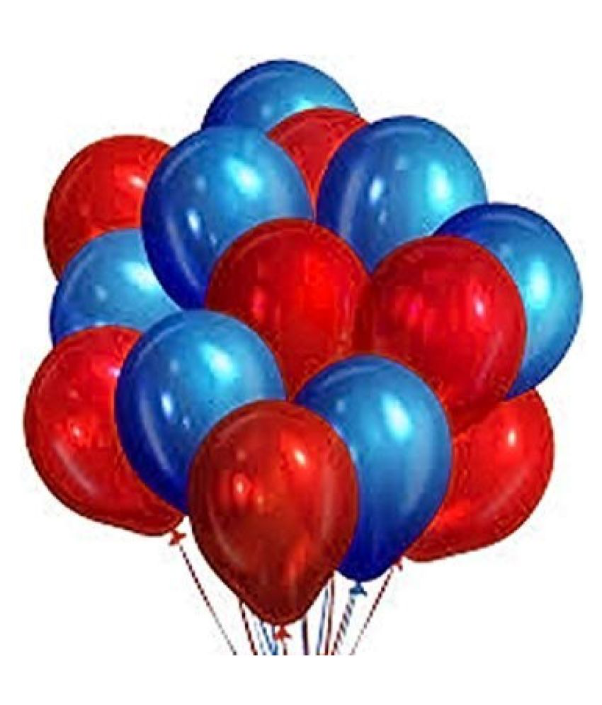     			Blooms Premium HD Red & Blue Metallic Balloons Combo - Pack of 50 Balloons