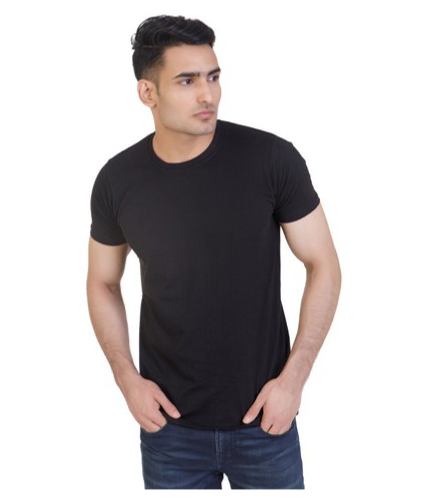     			MEGHRAJ INDUSTRIES Cotton Black Solids T-Shirt