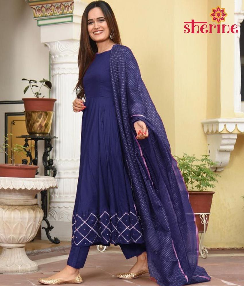ink blue anarkali