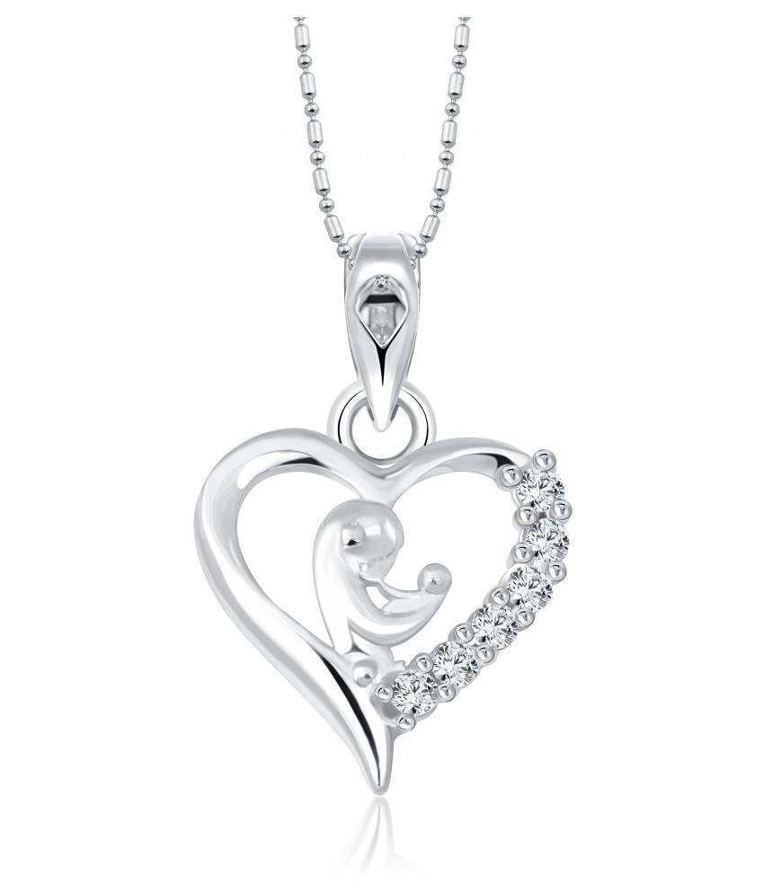     			Vighnaharta Love Engraved Crystal Joining Heart Pendants with chain for Girls and women-  VFJ1308PR