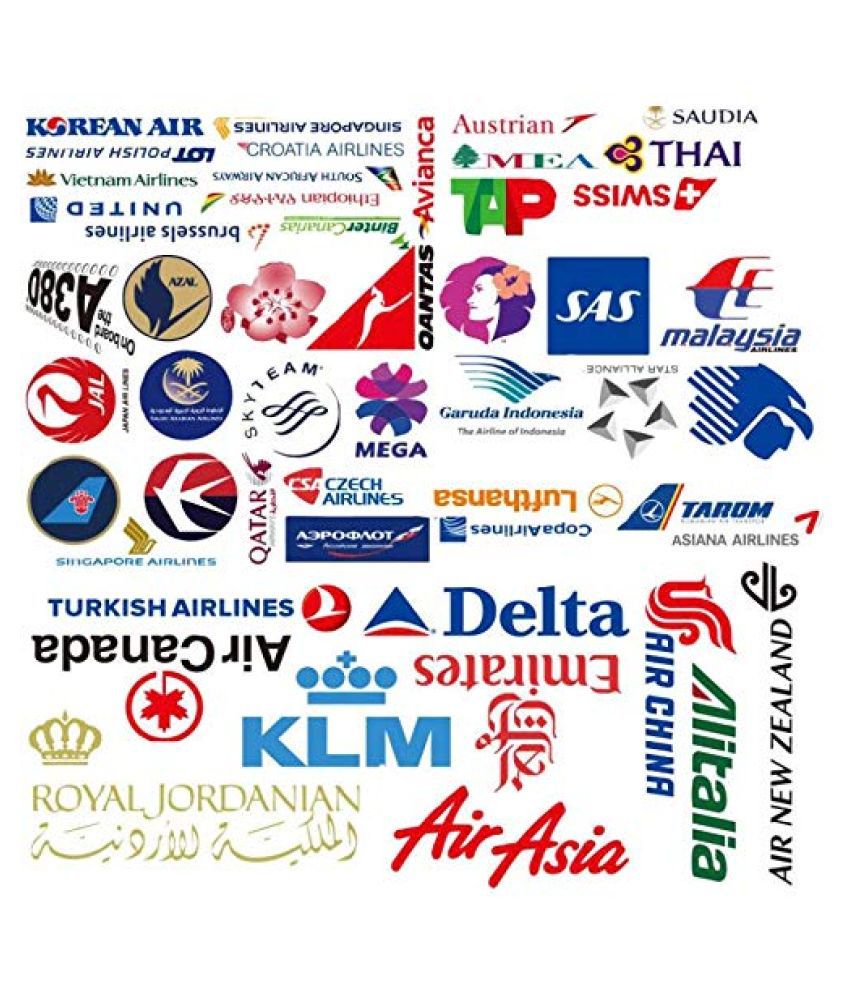     			iDream Airline Logo Aviation Travel Trip Stickers DIY for Suitcase, Laptop etc. (Set of 50)