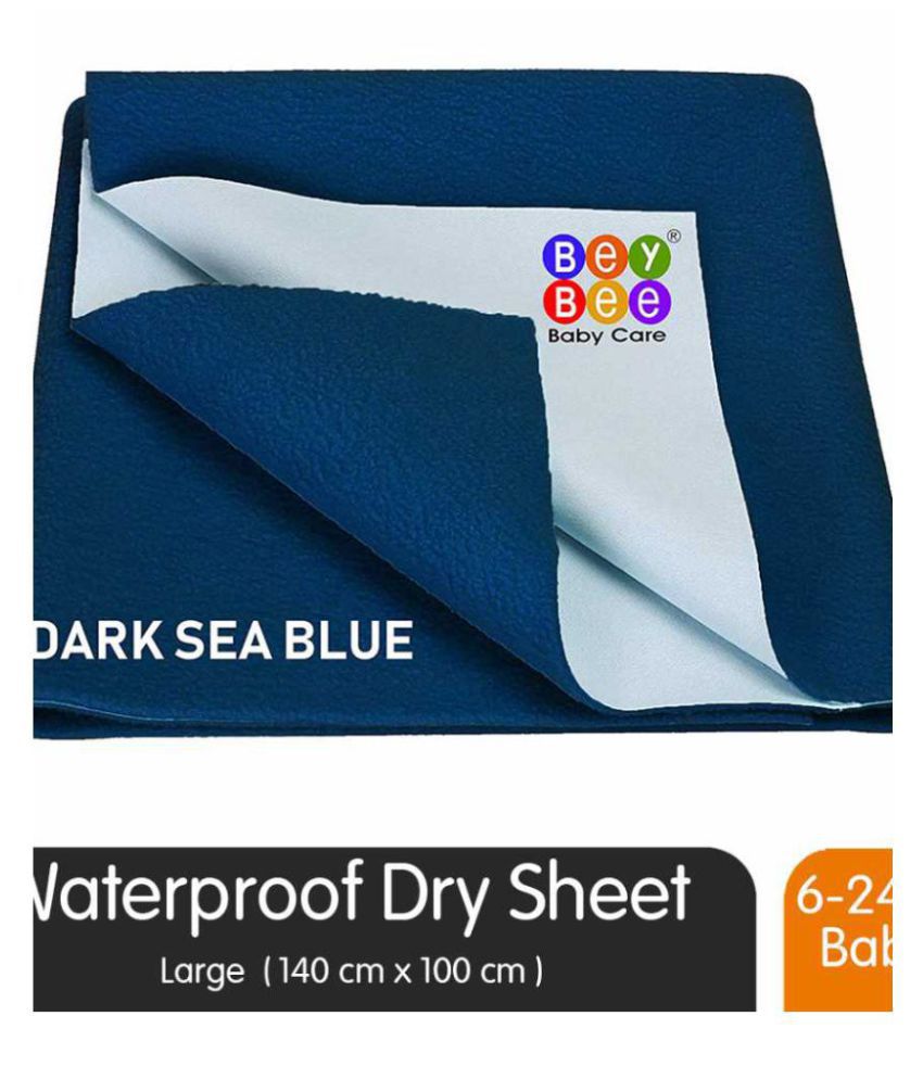 Bey Bee Quick Dry Baby Bed Protector Waterproof Sheet Large (140cm x100cm) Dark Sea Blue