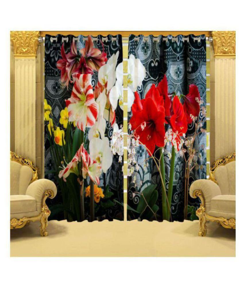     			Fashion Alley Set of 2 Window Semi-Transparent Eyelet Polyester Curtains Multi Color