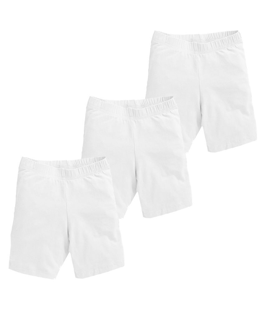     			Leading Lady - White Cotton Girls Cycling Shorts ( Pack of 3 )