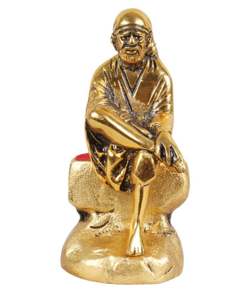     			PrettyKrafts SAI Baba Idol Gold Metal Statue for Car Dashboard | Mandir Pooja Murti | Home Decor | Office Decorative Showpiece - 13 cm (Metal, Gold)