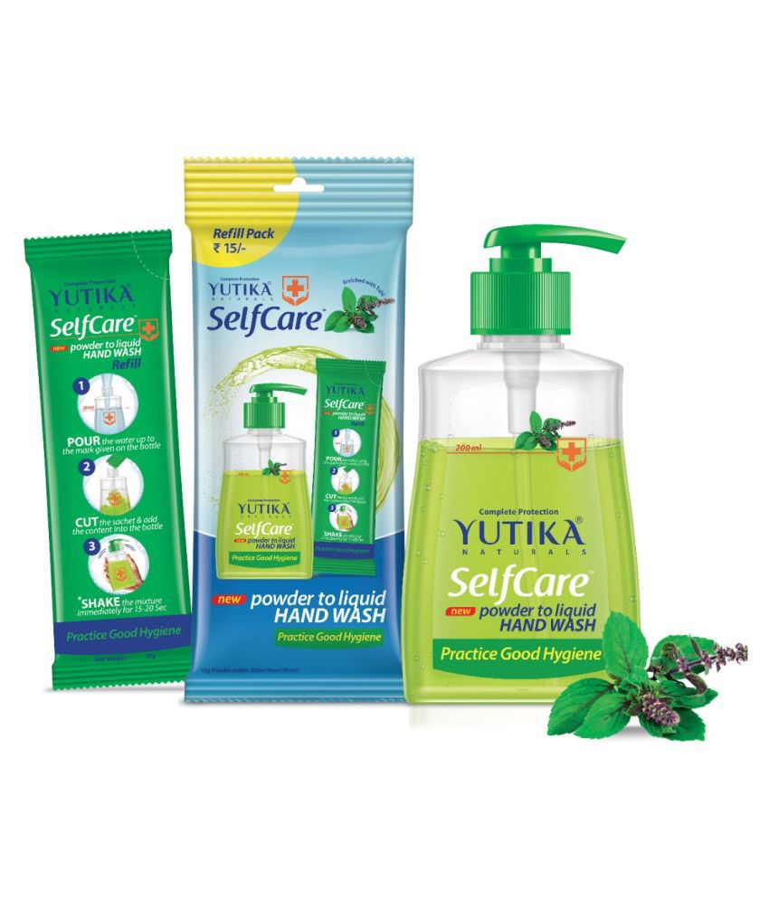    			yutika Selfcare Powder to Liquid Bottle+10 Sachets 10g ea/make Hand Wash 200 mL Pack of 1