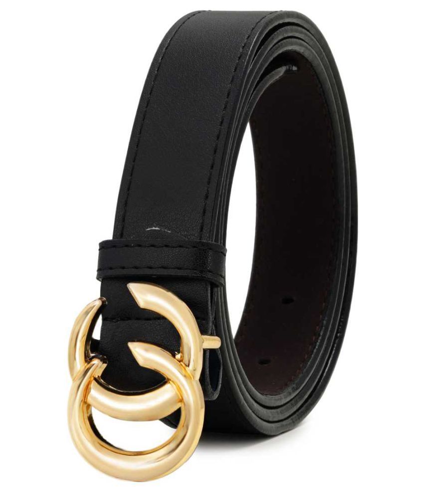     			SUNSHOPPING Black PU Casual Belt