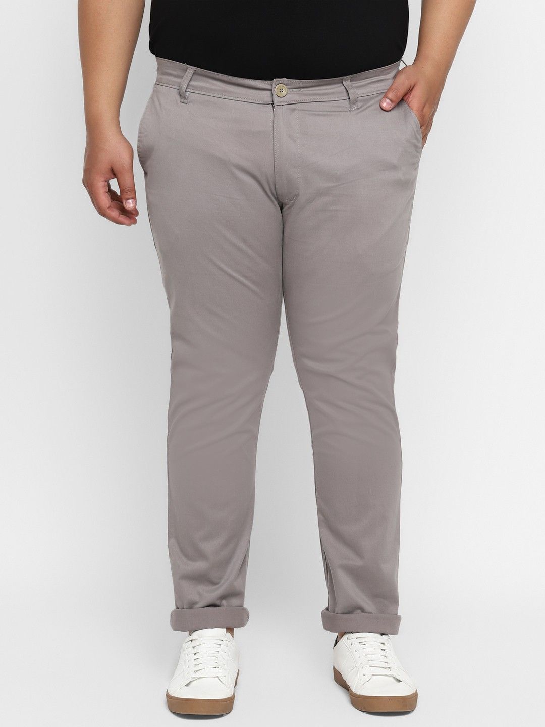     			Urbano Plus Grey Regular -Fit Trousers