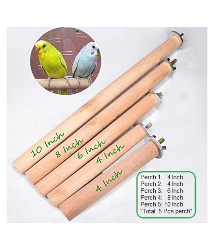 FunMart Set of 5 Wooden perches Made of untreated Natural Wood for