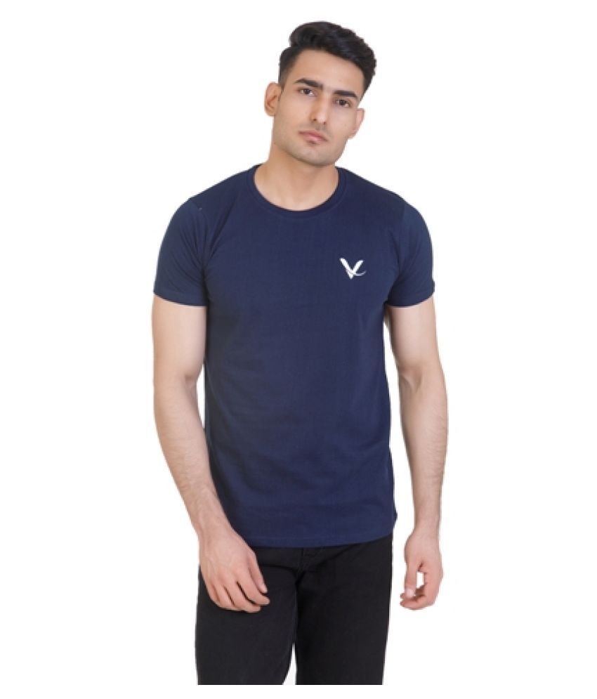     			MEGHRAJ INDUSTRIES Cotton Navy Solids T-Shirt