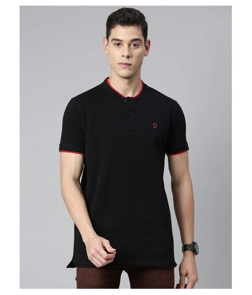     			Urbano Fashion Cotton Black Solids T-Shirt