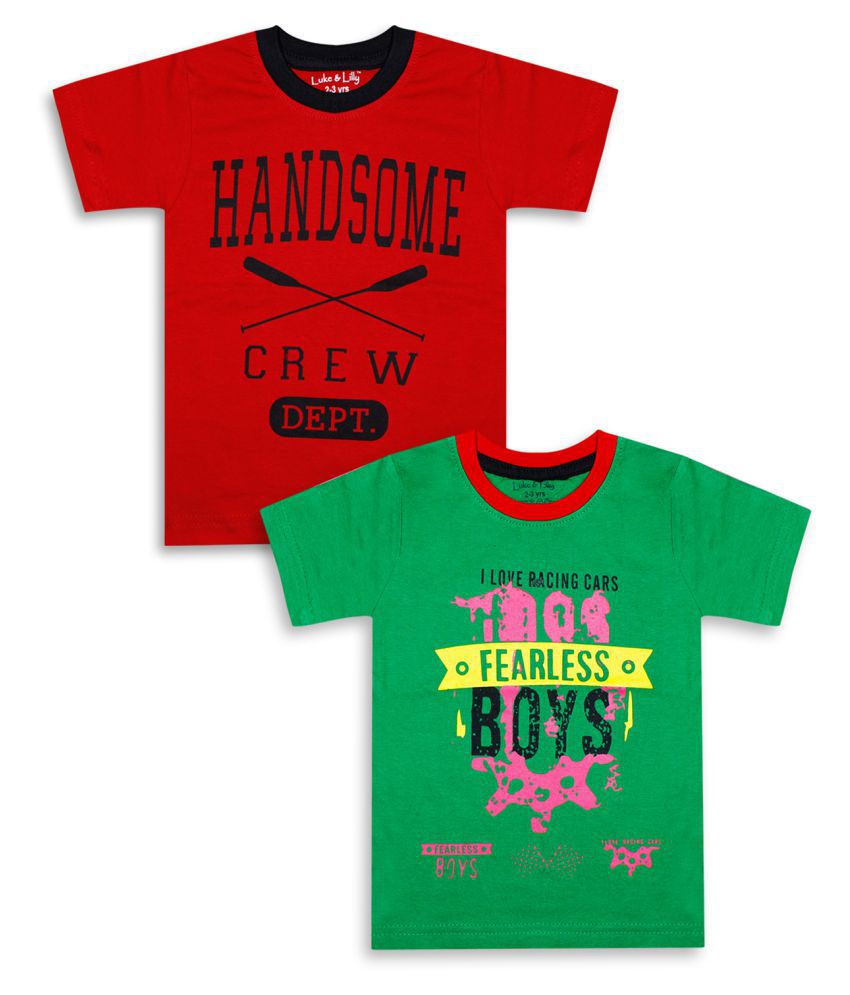 Luke and Lilly Boys Cotton printed tshirt pack of 2