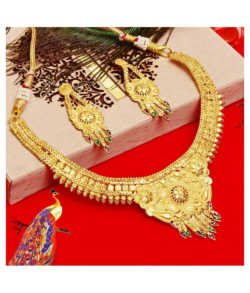     			mansiyaorange Alloy Golden Traditional Necklaces Set Choker