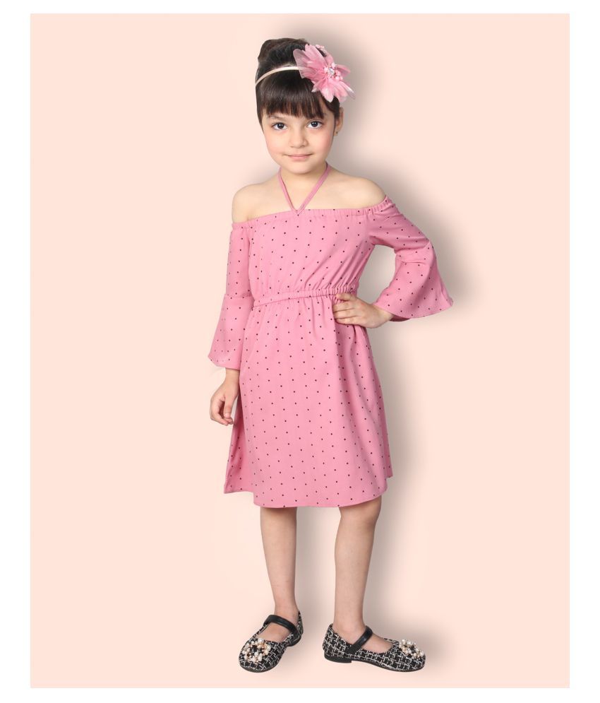     			Addyvero Cotton A-line Dress For Girls ( Pack of 1 , Pink )