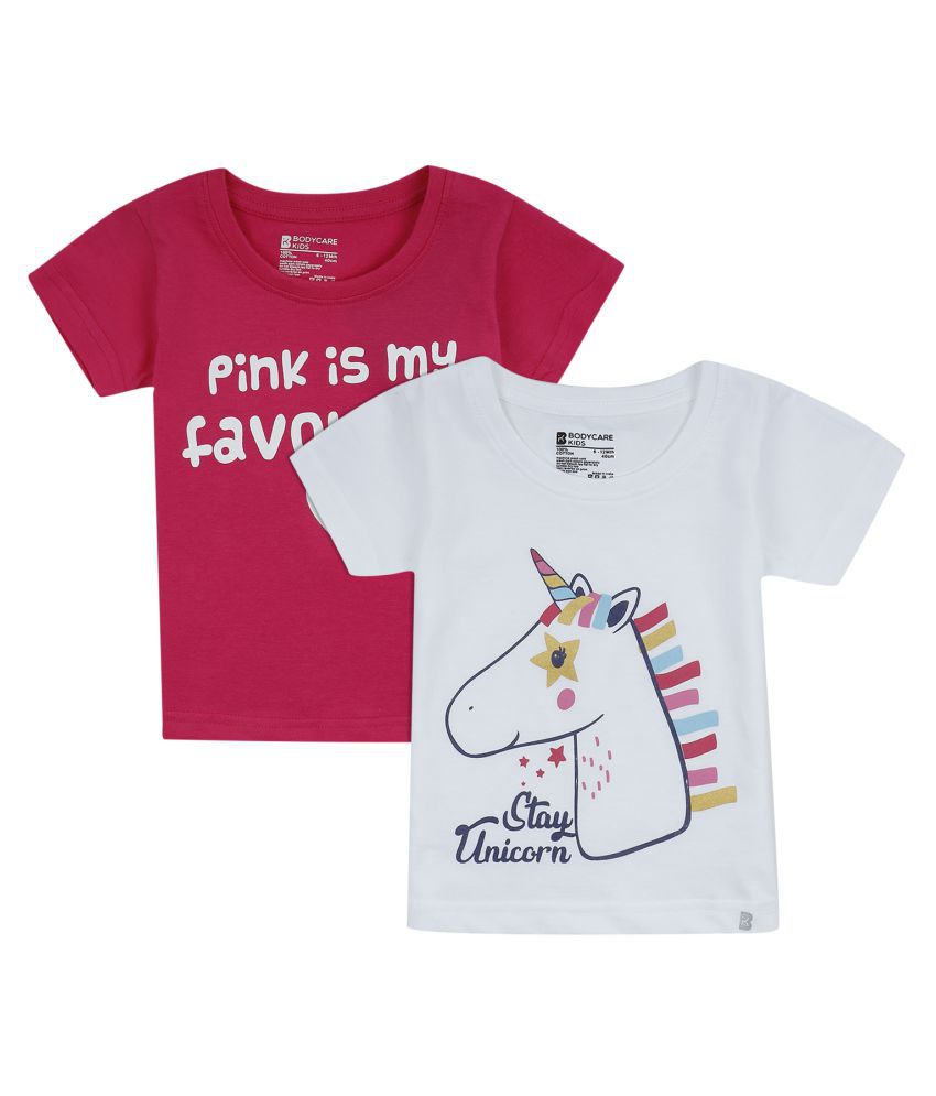     			Bodycare Kids Infant Girls Antiviral Fuschia & White T-Shirt Pack of 2