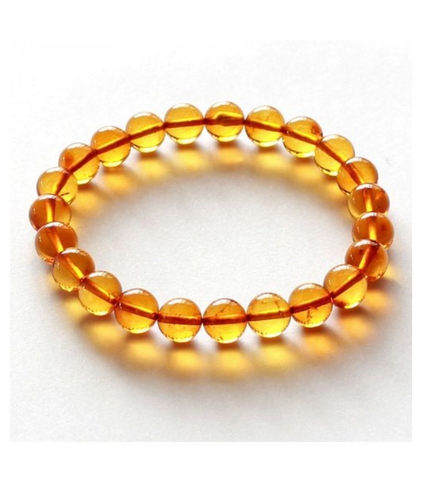     			KESAR ZEMS Hakik Agate Dark Yellow Colour Stretchable Bracelet For Unisex (10 x 2 x 1 CM) Dark Yellow