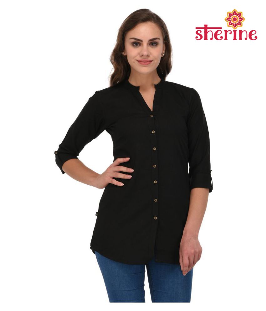     			Pistaa Black Cotton Straight Kurti