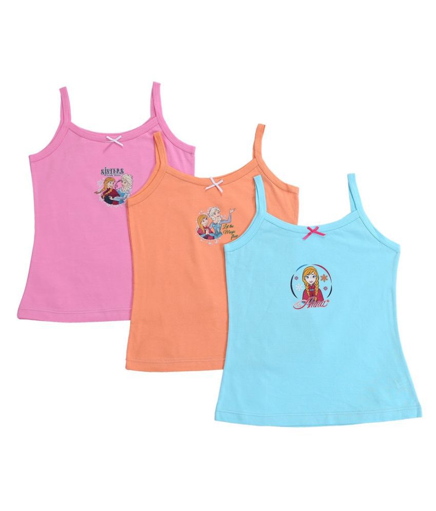     			Bodycare Kids Girls Assorted coloured Frozen Printed Dori Vest Pack Of 3