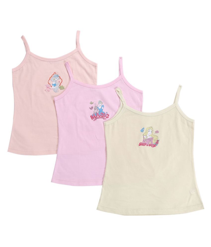     			Bodycare Kids Girls Assorted coloured Princess Printed Dori Vest Pack Of 3