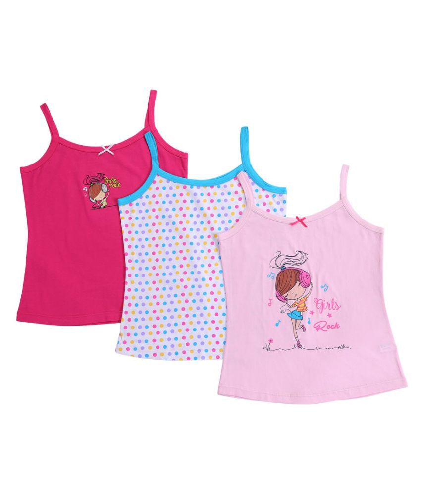     			Bodycare Kids Girls Assorted coloured Printed Dori Vest Pack Of 3