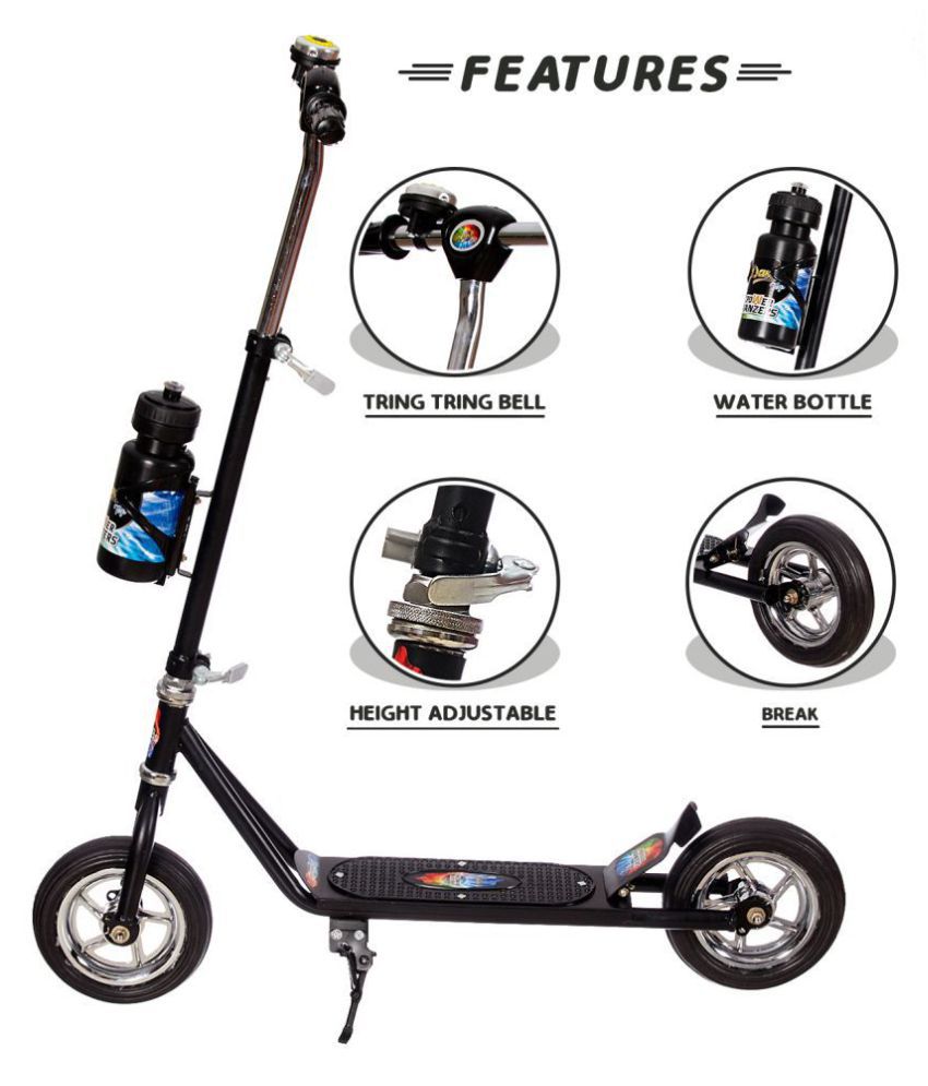 BLUE GORILLAZ Kick Push City Scooter for kids from 8 years lightweight foldable and height adjustable for boys Black adults 205mm wheels girls 