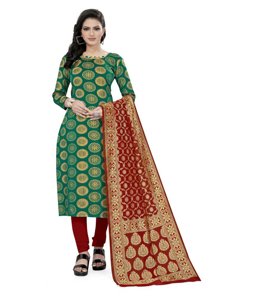 banarasi silk unstitched suit