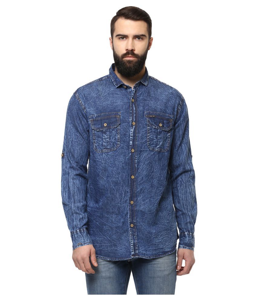     			Urbano Fashion 100 Percent Cotton Blue Shirt