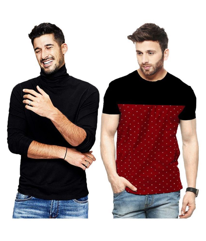     			Leotude - Black Cotton Regular Fit Men's T-Shirt ( Pack of 2 )