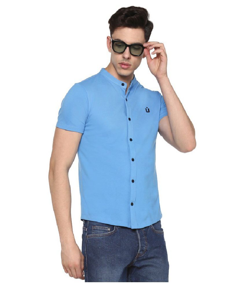     			Urbano Fashion 100 Percent Cotton Light Blue Shirt