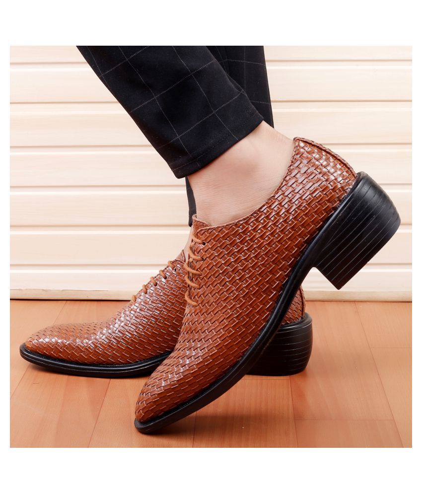 RHYTHM ELITE DESIGN Oxfords Artificial Leather Brown Formal Shoes Price