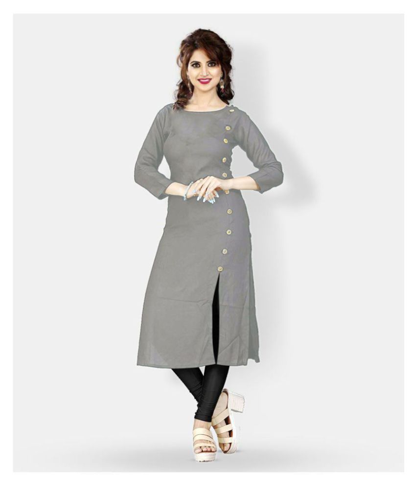     			HF Holyday Fashion Grey Rayon Straight Kurti