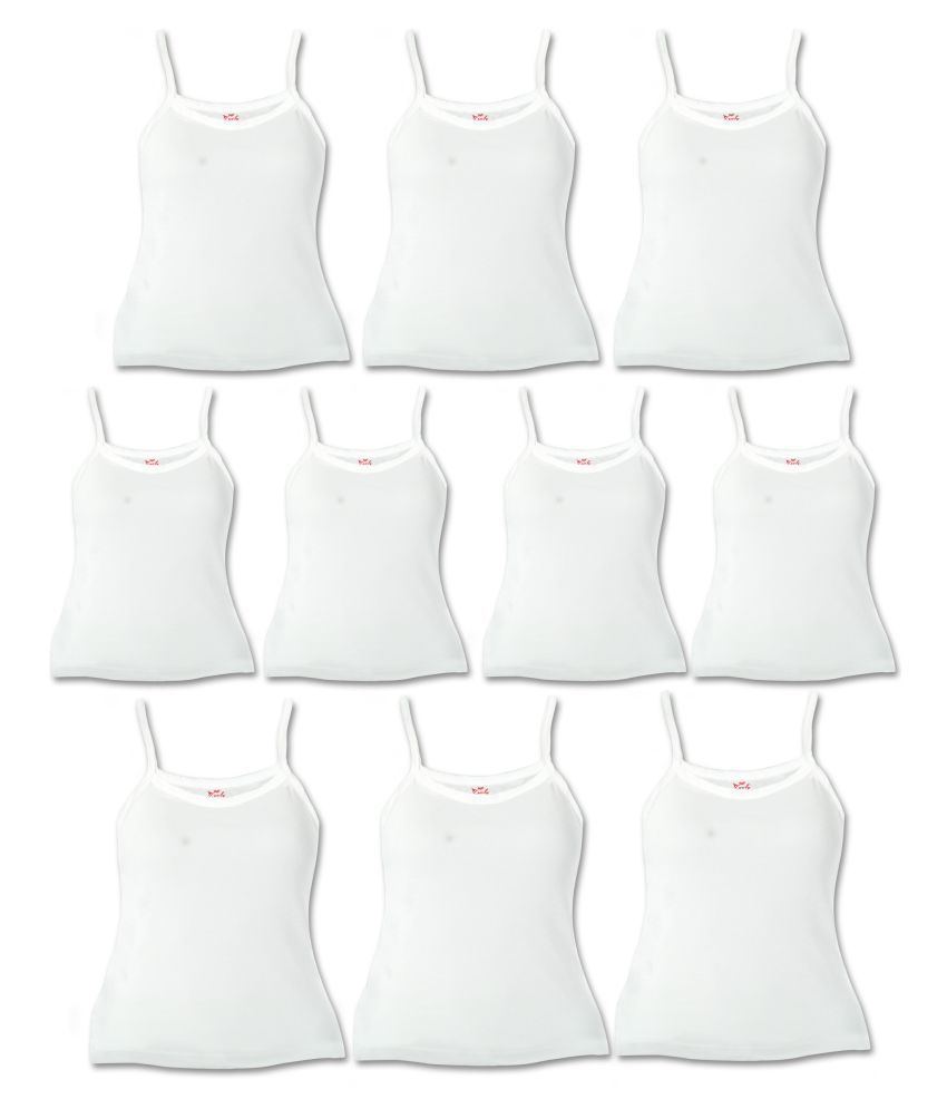     			HAP Lovly white Camisole for Girls/inners for girls/spaghetti top/pack of 10