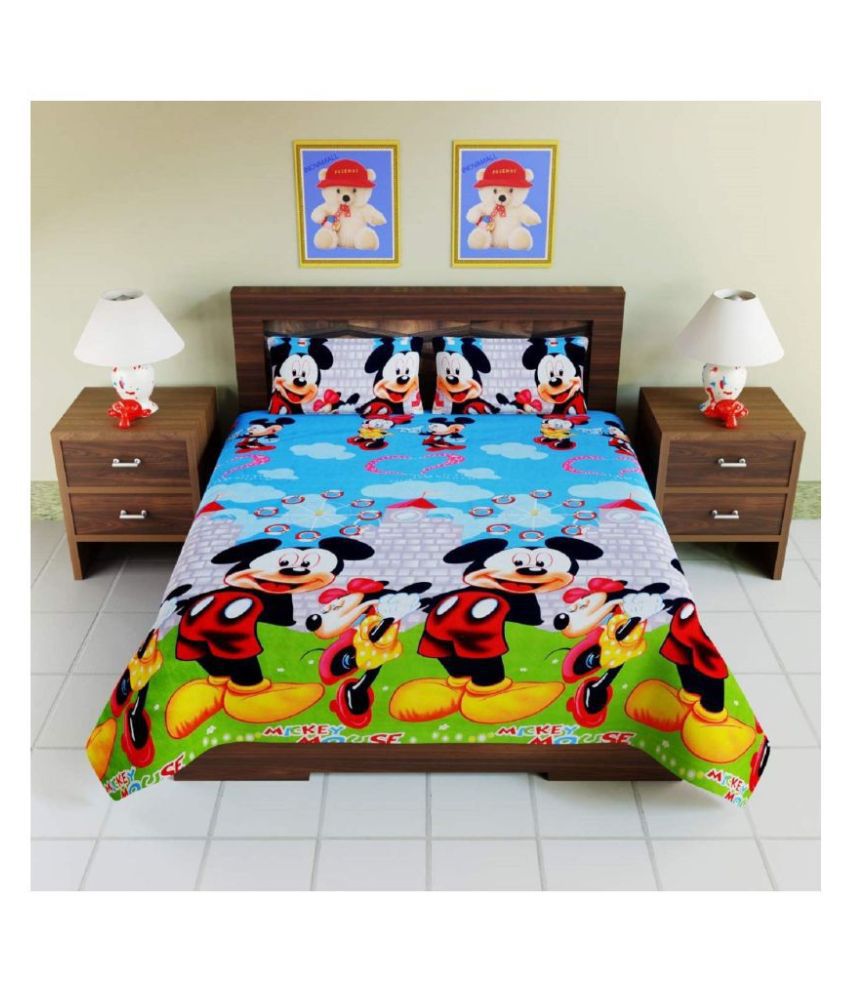 HomeStore-YEP Poly Cotton Double Bedsheet with 2 Pillow Covers ( 220 cm x 220 cm )