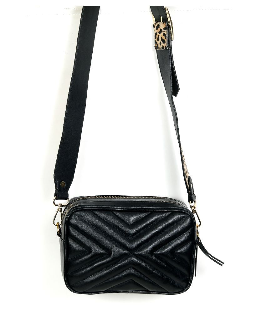 NOW COLLECTION Black Pure Leather Shoulder Bag