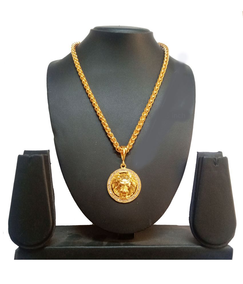 SHJANKH-KRIVA GOLD PLATED PENDANT AND CHAIN FOR MEN OR BOYS-100367