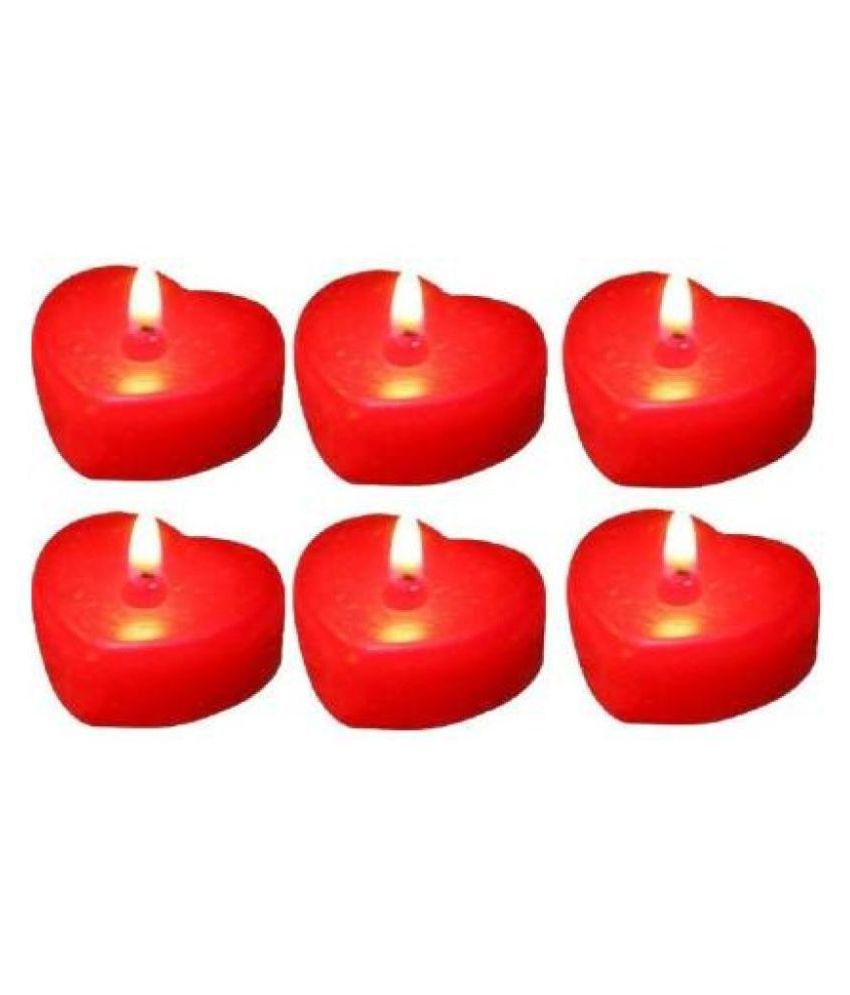 PRAGYAN CANDLES 25 pcs Red Colour Floating Wax Romantic Heart Shape