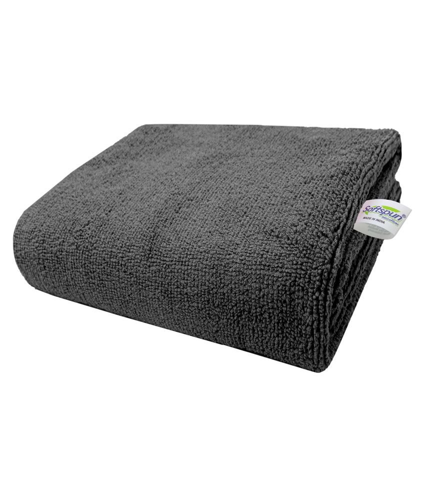 SOFTSPUN Microfiber Bath & Hair Care Towel Set of 1 Piece, 60x120 Cms, 340 GSM (Grey). Super Soft & Comfortable, Quick Drying, Ultra Absorbent in Large Size.