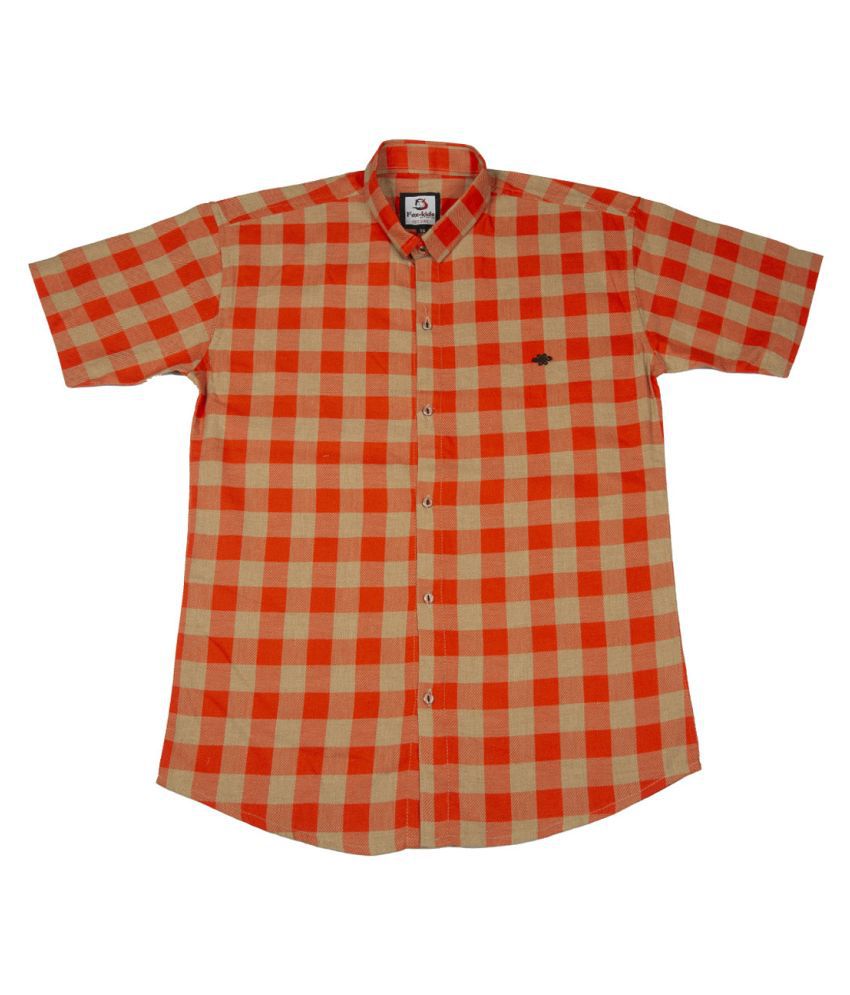 FK Fox Kids Boy's Rust Cotton Checkered Shirt - Buy FK Fox Kids Boy's ...