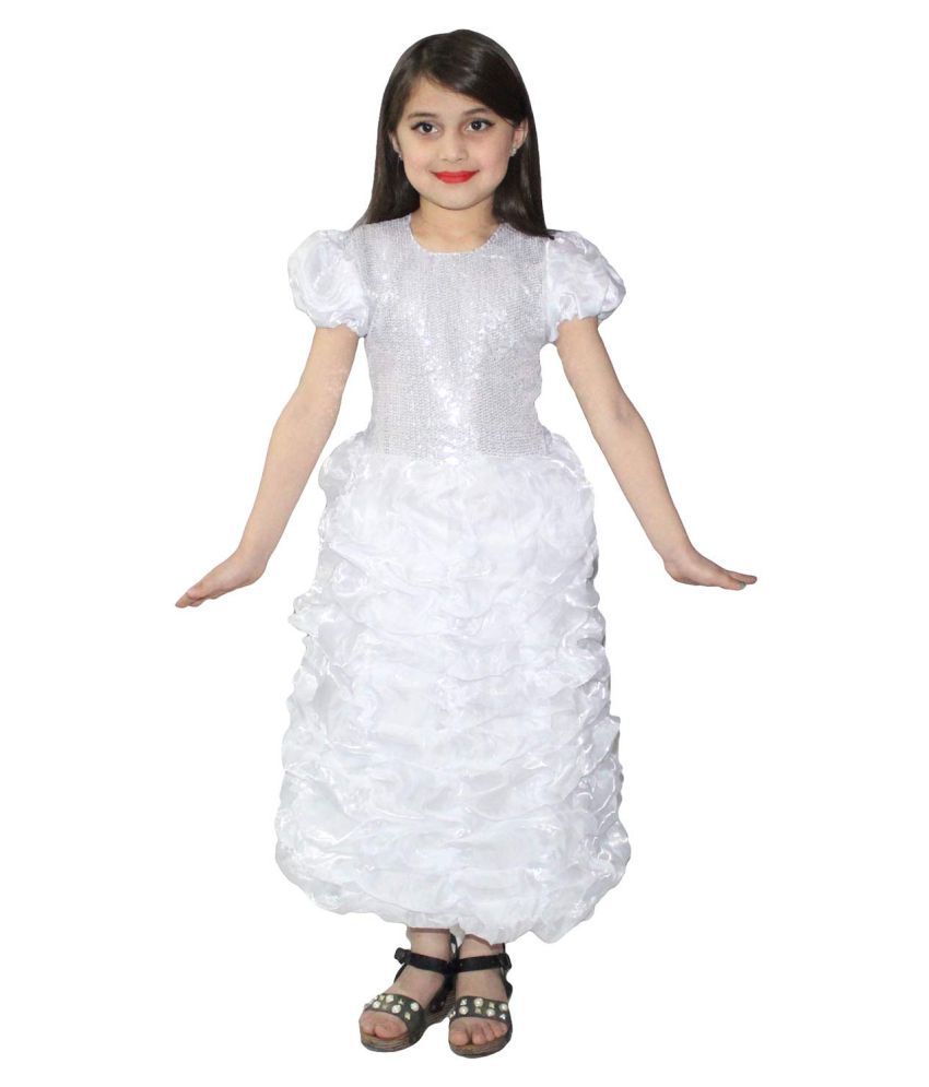     			Kaku Fancy Dresses White Long Gown LCD For Kids Kids,Fairy Teles Costume For Kids Annual function/Theme Party/Competition/Stage Shows/Birthday Party Dress